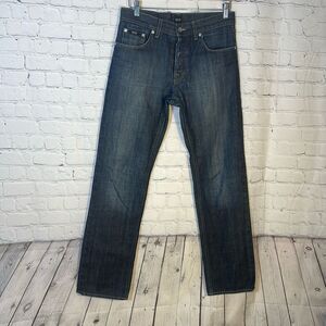 Hugo Boss Scout Jeans Mens 30 32 Blue Denim Straight Buttonfly Regular Fit